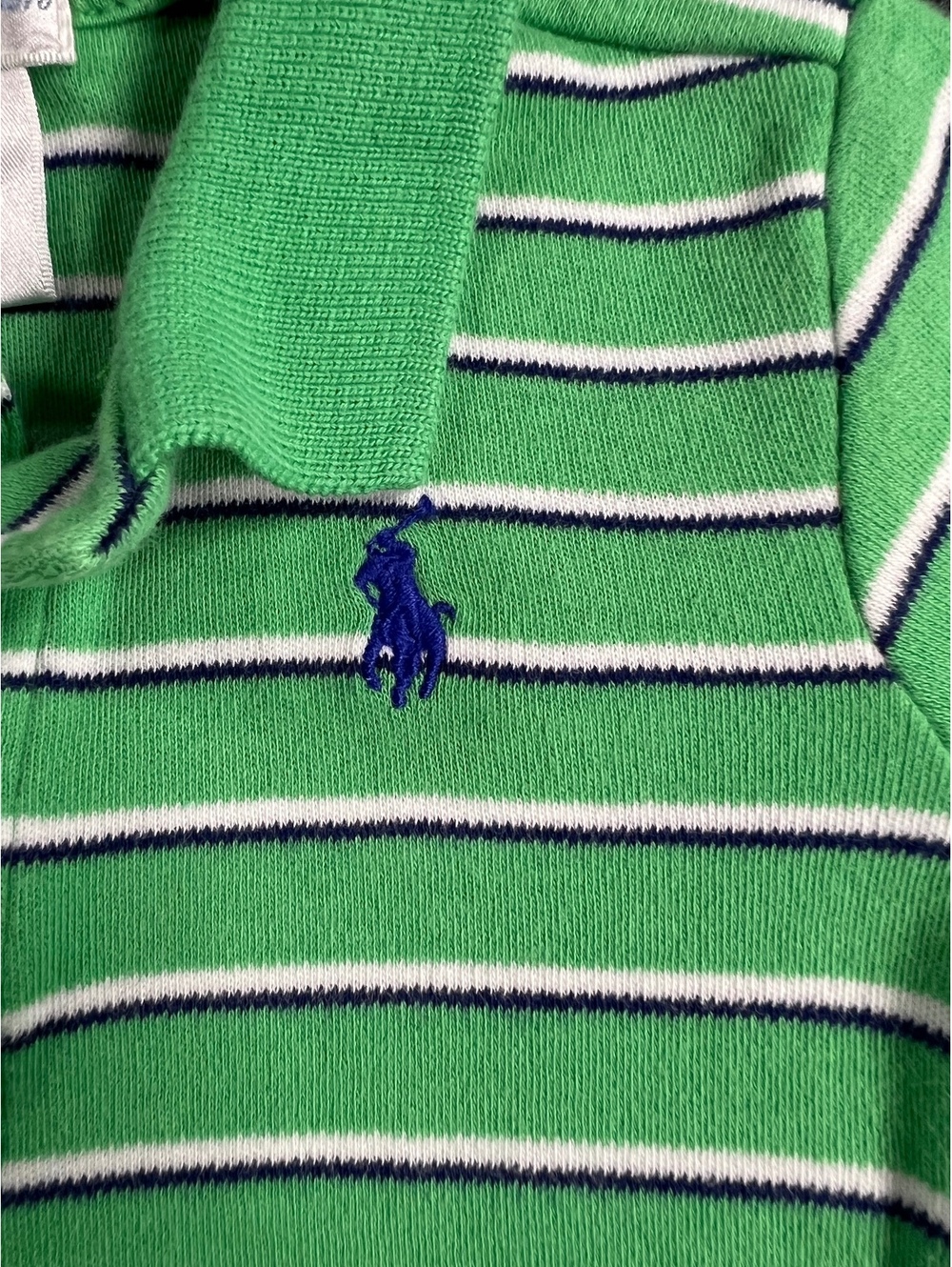 Ralph Lauren Baby Boys Green Striped Short Sleeve Polo Shirt 3M - 100% Cotton - Picture 2 of 6